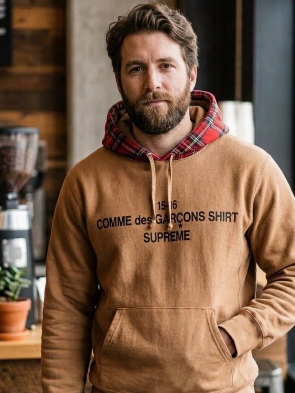 Supreme x Comme des Garçons SHIRT Plaid Hooded Sweatshirt Fall/Winter 2015 RARE